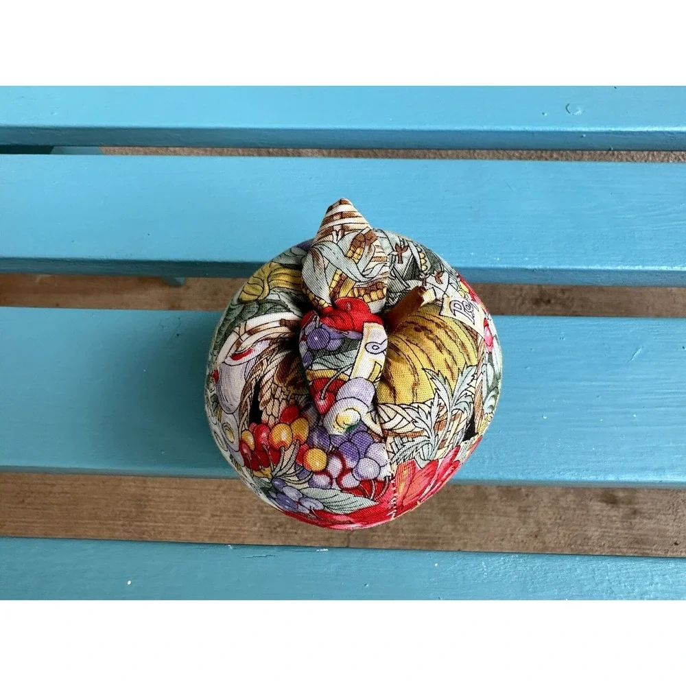 Vintage Fabric Apple Pin Needle Cushion‎ Fruits Veggie 3